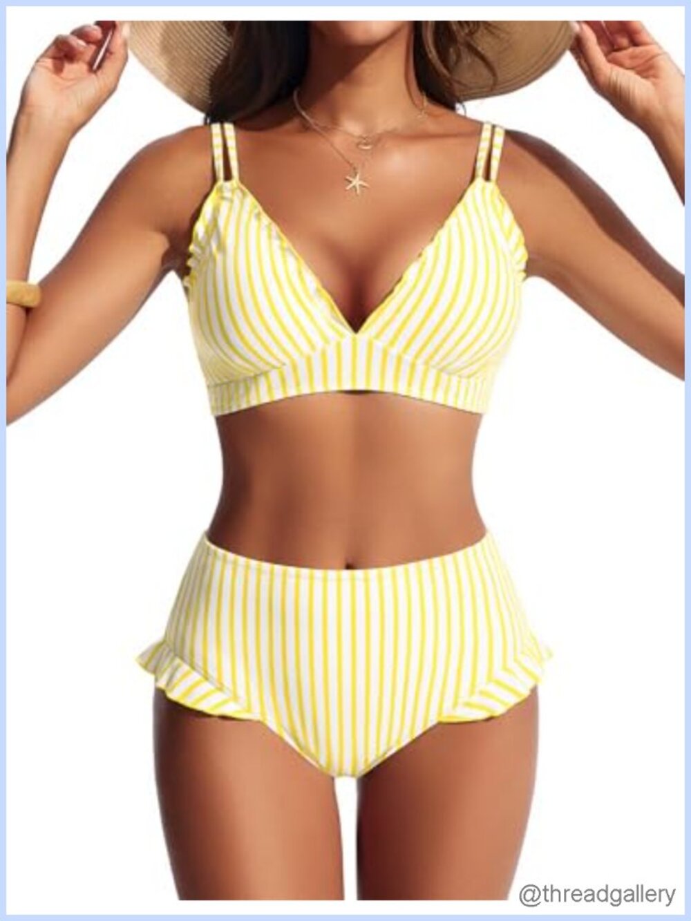 High Waisted Bikini Set Ruffle Two Piece Women Swimwear Removable Pads
